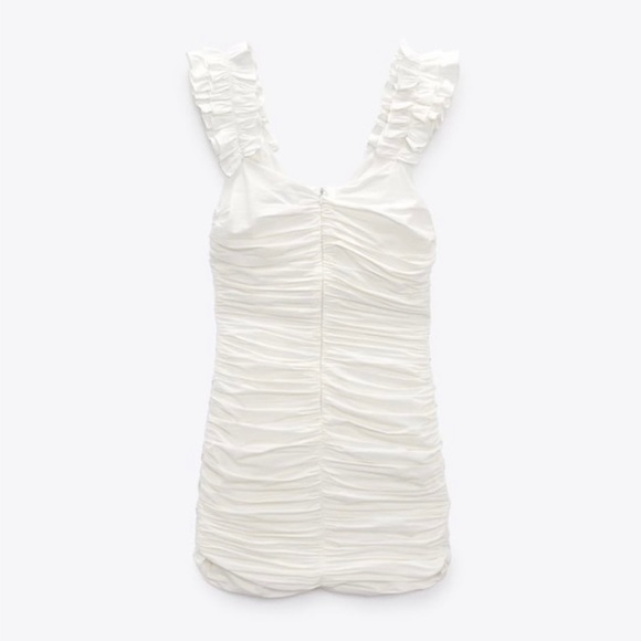 Zara White Ruffled Mini Dress - Picture 4 of 7